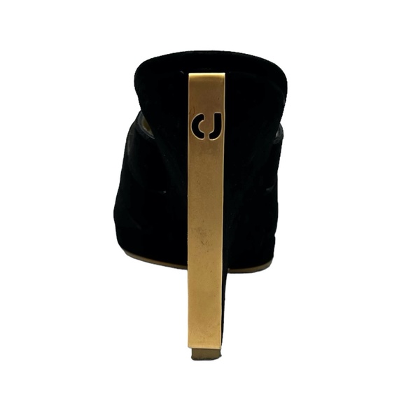 CHARLES JOURDAN PARIS BLACK SUEDE & GOLD METAL WEDGES SIZE 8.5M - Picture 11 of 15